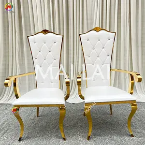 Factory Direct Sale Luxury Bride and Groom Stainless Steel High Back Chair for Wedding Decoration