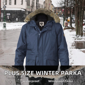 Chaqueta Parka Casual de Invierno para Hombre, Tallas Grandes, con Acolchado Lavado, Ribete de Piel Sintética de Oveja, Cortavientos de Poliéster, con Capucha y Cremallera Desmontable - Product Image 2