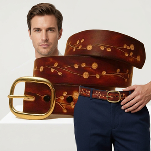 Unisex Fashionable Cow Hides Steel Buckle Eco-Friendly Belt Custom Logo Printed Durable Waterproof Made India - Product Image 1