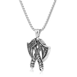 Collar yunnique de estilo vikingo nórdico con colgante de doble hacha, color dorado, aleación de zinc, joyería hip hop para hombre, regalo - Product Image 4