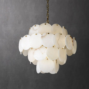 Modern Natural <strong>Alabster</strong> Pendant Light Home Decor Luxury Hanging Lamp Living Room Large Round Modern Brass Chandelier - Product Image 2