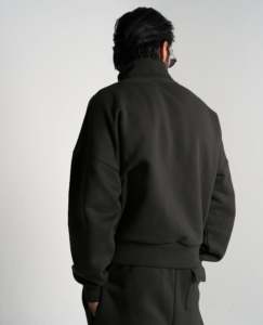 Sudadera con capucha en blanco con logotipo personalizado orgánico ultra pesado para correr, respetuoso con el medio ambiente, con hombros caídos, sudaderas con cremallera de gran tamaño - Product Image 3