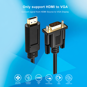 1080P <span class=keywords><strong>HDMI</strong></span> TO VGA อะแดปเตอร์สายเคเบิลชุบทองไม่มีความหน่วงตัว<span class=keywords><strong>แปลง</strong></span>ทองแดงเคลือบดีบุก PVC สำหรับแล็ปท็อปพีซีโปรเจคเตอร์จอภาพทีวี - Product Image 2