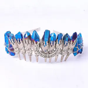 Jiejing High Quality Witch Moon Crowns Aura Quartz Hair Bands For Gifts