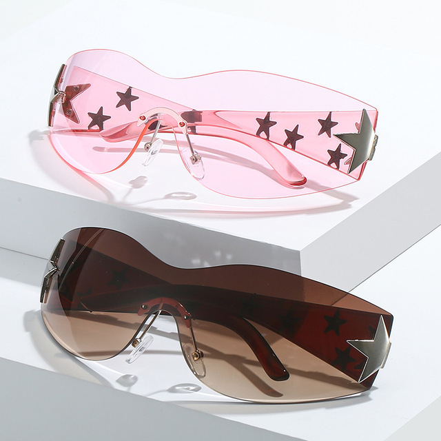 DL Glasses Wholesale Rimless Futuristic Y2k Sunglasses Classic Wrap Around Diamond Star Mens Integrated Sun Glasses Sunglasses
