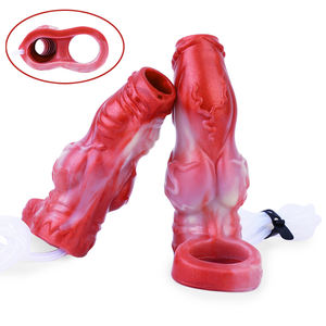 NNSX動物ペニススリーブ赤い色男性人工棒射精ペニススリーブ男性のための柔軟な大人のおもちゃ - Product Image 1