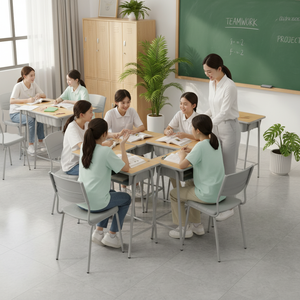 Juego de Escritorio y Silla Ergonómico con Bloc de Escritura de PP Resistente (Personalizable) para Áreas de Aprendizaje en Campus - Product Image 6