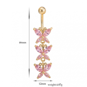 Của phụ nữ vật liệu đồng bướm Zircon bụng nút Vòng của phụ nữ rốn đồ trang sức cơ thể xuyên đồ trang sức - Product Image 5