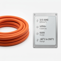 Câble de batterie en cuivre OFC étamé 3/0 AWG, 85 mm², 17000 brins, 600 V, 400 A+, câble d'alimentation haute intensité pour onduleur BESS