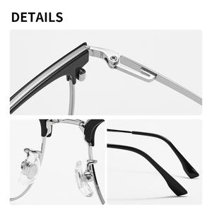 Lunettes de vue vintage demi-cerclées style punk pour hommes, style technophobe, carrées, anti-lumière bleue, pour toutes les formes de visage, en stock Danyang - Product Image 4