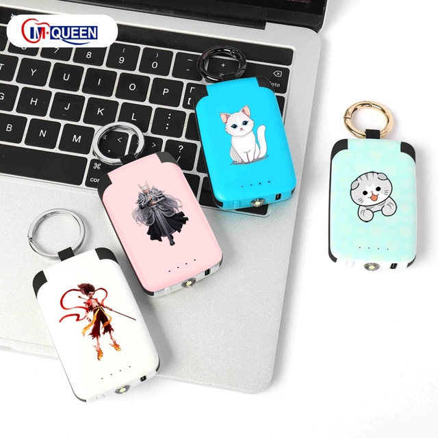 Portable 2000mah Li-Polymer Power Bank Mini Slim Keyring 10W Output Power LED Lighting Outdoor Travel Emergency Use Cell Phone