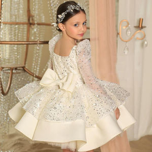 Robe blanche pour filles, robes de fête, robes de mariage brillantes pour enfants, robes de demoiselles d'honneur - Product Image 1