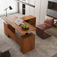 Scrivania Ergonomica in Legno Moderna e Lussuosa per Manager, CEO, Dirigenti, Convertibile Automaticamente, Regolabile in Altezza, Resistente