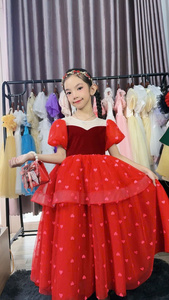 Công Chúa Cô Gái Nhung Trượt Cứng Lưới Vòng Cổ Ăn Mặc loe Lớp Và Mô Hình Trái Tim Odm Cung Cấp Cho Trẻ Em - Product Image 2