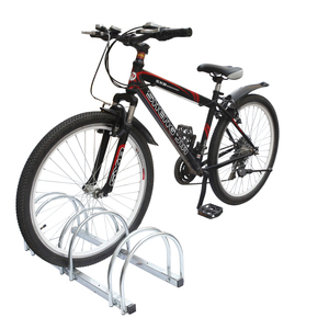 3 cuadros Soporte para bicicleta Acero galvanizado Estante <span class=keywords><strong>de</strong></span> almacenamiento ajustable Bicicleta Estacionamiento en el piso al aire libre - Product Image 1
