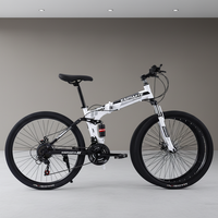 Vélo de montagne tout-terrain pour adulte, cadre en acier à haute teneur en carbone, suspension souple, pneus larges de 26 pouces, freins à disque, roues en alliage, 21 vitesses