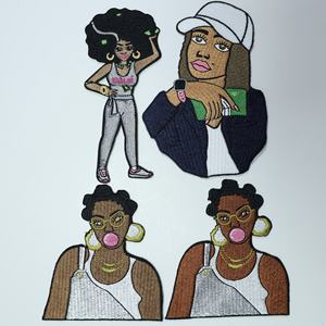 맞춤형 인기 어두운 피부색 소녀 자수 패치 제작 및 흑인 소녀 자수 라벨 홍보 - Product Image 6