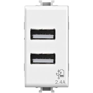 4 prises murales USB 2.4A 2 ports en plastique blanc avec mise à la terre standard 230V - Product Image 1