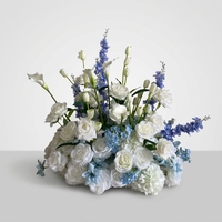 Magnifiques fleurs artificielles en rose et hortensia, faites à la main, grande taille, bleu et blanc, pour chemins de table de mariage et décoration de sol.