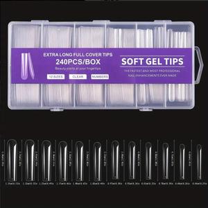 Juego de 240 <span class=keywords><strong>Uñas</strong></span> Postizas de Gel Acrílico Transparente con Punta <span class=keywords><strong>Francesa</strong></span>, para una <span class=keywords><strong>Manicura</strong></span> Hermosa y Duradera - Product Image 3