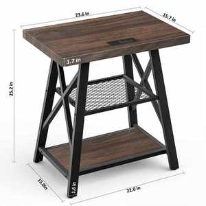 Factory Custom Contemporary 3-Tier Coffee <b>Table</b> Antique <b>Tall</b> End <b>Table</b> 2 USB Ports 2 Power Outlets 3-Tier Storage Living Room - Product Image 5
