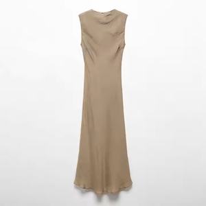 เดรสยาวผ้าฝ้ายลินินสีพื้นแบบขายส่งยอดนิยมปี 2025 คุณภาพดีเยี่ยม ดีไซน์หรูหรา สไตล์ลำลอง วินเทจ สำหรับฤดูร้อน - Product Image 5