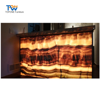 Comptoir de bar d'angle lumineux à LED en marbre onyx au design moderne pour la maison