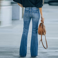 Jeans pour femmes, coupe droite, denim délavé, fabrication OEM ODM, couleur, coupe et finitions personnalisées
