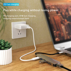 Tipo-C 6 en 1 USB Tipo-C Hub con PD USB3.0 HDMI4K Carga rápida Lector de tarjetas TF/SD <span class=keywords><strong>para</strong></span> Macbook Adaptador de carga de estación de acoplamiento - Product Image 4
