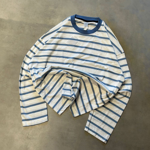 <span class=keywords><strong>Felpa</strong></span> da <span class=keywords><strong>Uomo</strong></span> <span class=keywords><strong>a</strong></span> Maniche Lunghe con Logo Personalizzato, in Cotone, Casual, Primaverile ed Estiva, Vestibilità Ampia, Girocollo <span class=keywords><strong>a</strong></span> <span class=keywords><strong>Righe</strong></span> - Product Image 2