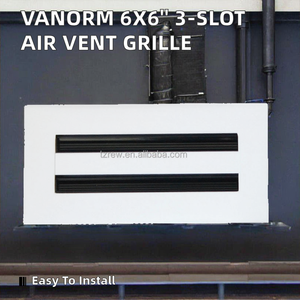 Diffuseur linéaire à fentes en alliage <span class=keywords><strong>d</strong></span>'aluminium 6''x6'' au design moderne, <span class=keywords><strong>grille</strong></span> <span class=keywords><strong>d</strong></span>'<span class=keywords><strong>aération</strong></span> standard CVC à 1, 2 ou 3 fentes, angle de lame 90°, vis à molette - Product Image 2