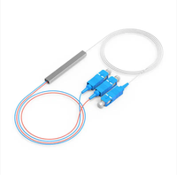 HENGXIAN Mini PLC 1/2 SC/UPC 0.9mm 1x2 Tabung Baja Kelas Telekomunikasi SM Optik 1m PLC Splitter FTTH/FTTX Jaringan 5G Garansi 2 Tahun