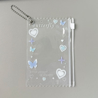 Sac à fermeture éclair en PVC en forme de flocon de neige avec motif papillon mignon, boîte de rangement pour cartes photo de 3 pouces, sac de présentation pour badges Kpop