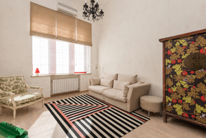 Tapis d'intérieur en laine tufté à la main Cresynk, noir ivoire et rose blush, tapis de luxe fait main avec un design moderne et contemporain - Product Image 3