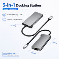Station d'accueil USB-C 5-en-1 avec HDMI 4K+60Hz, Ethernet Gigabit, PD 100W, 3x USB 3.0, boîtier en aluminium