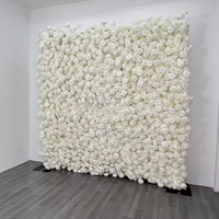 Panneau mural floral artificiel en soie, motif rose blanche et rose, 3D 5D, 3.28*3.28ft, pour toile de fond de mariage, décoration sur pied