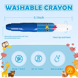 12本入り かわいいジャンボクレヨン 12色 シルクのような描き心地 大型ツイストクレヨン 無毒・水性 洗えるクレヨン お絵描きセット パッケージ - Product Image 5