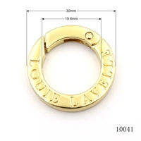 Mousqueton rond en métal doré, en alliage de zinc, avec ressort, logo personnalisé gravé, accessoires pour mousquetons