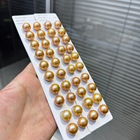 Perles Edison d'eau douce de 14 à 15mm de grande taille teintées de couleur dorée Qualité AAA en paires pour la fabrication de bijoux Perles en vrac