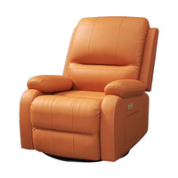 Einzelner Leder-Relaxsessel im Modernen Minimalistischen Design mit Elektrischer Kopfstütze, Multifunktionaler Schaukelstuhl für Wohnzimmer, Massage-Sofa für Entspannung