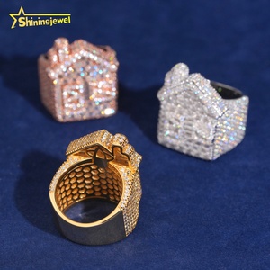 Mode Hip Hop Style <span class=keywords><strong>Maison</strong></span> Conception Glacé Hommes Bague En Argent Sterling 925 VVS Moissanite Bijoux Personnalisé Diamant <span class=keywords><strong>Maison</strong></span> Anneaux - Product Image 2