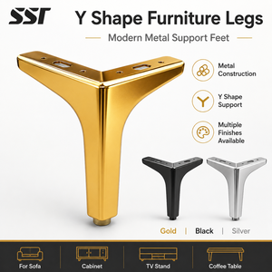 Pieds de meubles en métal en forme de Y, pieds de canapé en acier inoxydable, pieds de remplacement modernes pour table basse, meuble TV, coiffeuse - Product Image 1