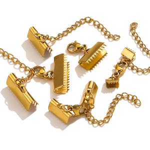 Зажим из нержавеющей стали с пряжкой омара и удлинительной цепочкой 5 см для кожаного ожерелья клеммный шнур - Product Image 2