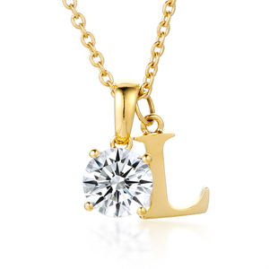 Custom 18K <b>Solid</b> Gold Letter Pendant <b>Necklace</b> 1 Carat IGI Certified Lab Grown Diamond Pendant Link Chain Wedding Luxury Jewelry - Product Image 1