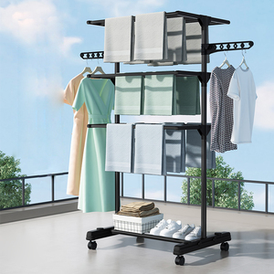 Service de vente au détail Duty bébé vêtements vêtements suspendus sèche-linge métal tissu cintre support avec roues - Product Image 4