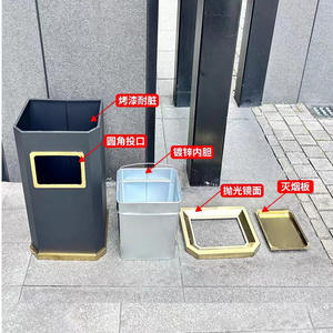 Poubelle d'hôtel en acier inoxydable, cendrier vertical, poubelle à clapet pour hôtel, centre commercial, ascenseur, zone fumeurs - Product Image 2