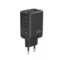 Chargeur rapide GaN 65W 2C1A avec prise EU, type C PD3.0 USB QC, approuvé GS CE ROHS, pour téléphone portable