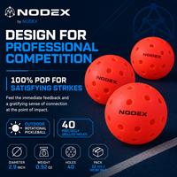 NODEX PACE40 Pack de 12 balles de pickleball d'extérieur en sac en filet 40 trous, balles rouges rotatives