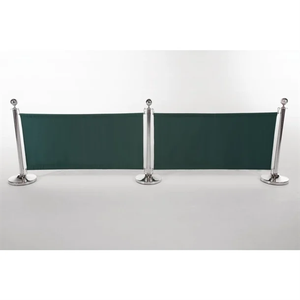 Green Canvas Barrier Posts Safety Crowd <b>Control</b> Belts Stainless Steel Queue Pole for Crowd for Hotels - Product Image 1