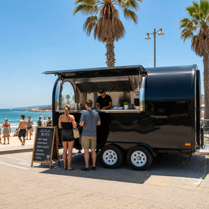 Custom Round Mobile Coffee Kiosk Cart with Water Sink for Outdoor Beverage Vending and Catering - Product Image 1